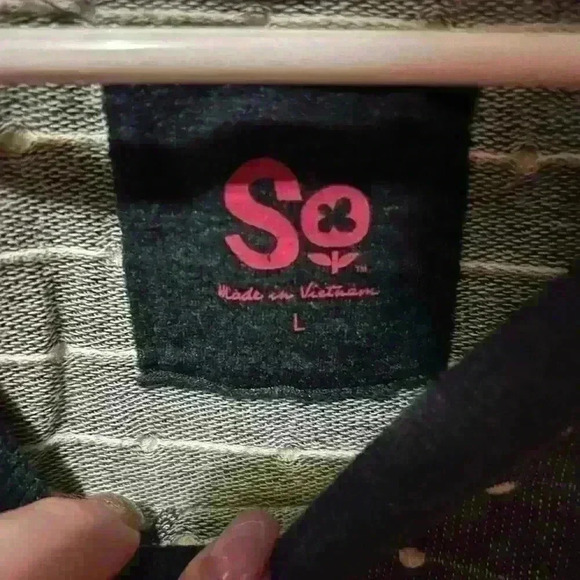 SO Navy Blue Polka Dot Long Sleeve With Kangaroo Pocket Size Large - Picture 3 of 3